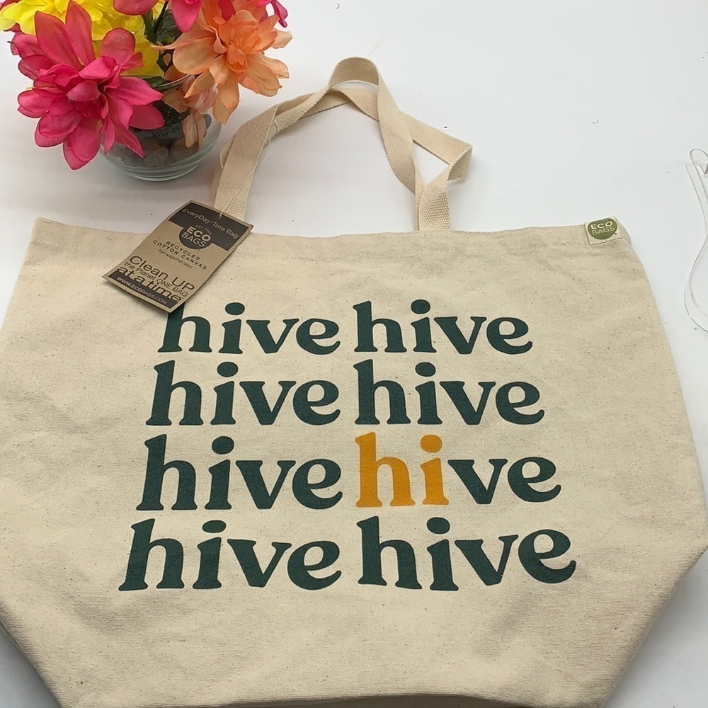 Eco Bag NWT Hive recycled Cotton Canvas Tote Shopping Bag Natural Manhattan